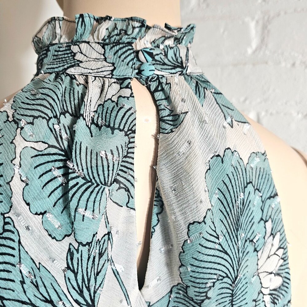 Diane von Furstenberg Floral Halter Maxi Dress Silver Drop Detail Size S - Picture 11 of 13
